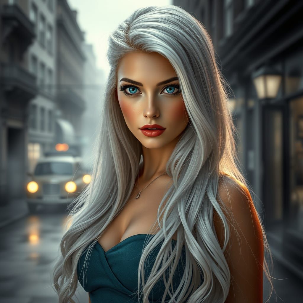 Swedish Pinup Goddess in Smoky London Night