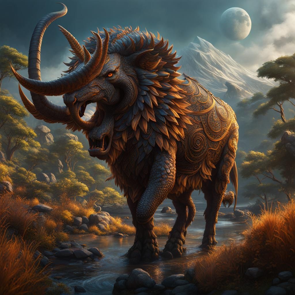 Fantastical Animal in Detailed Matte Painting