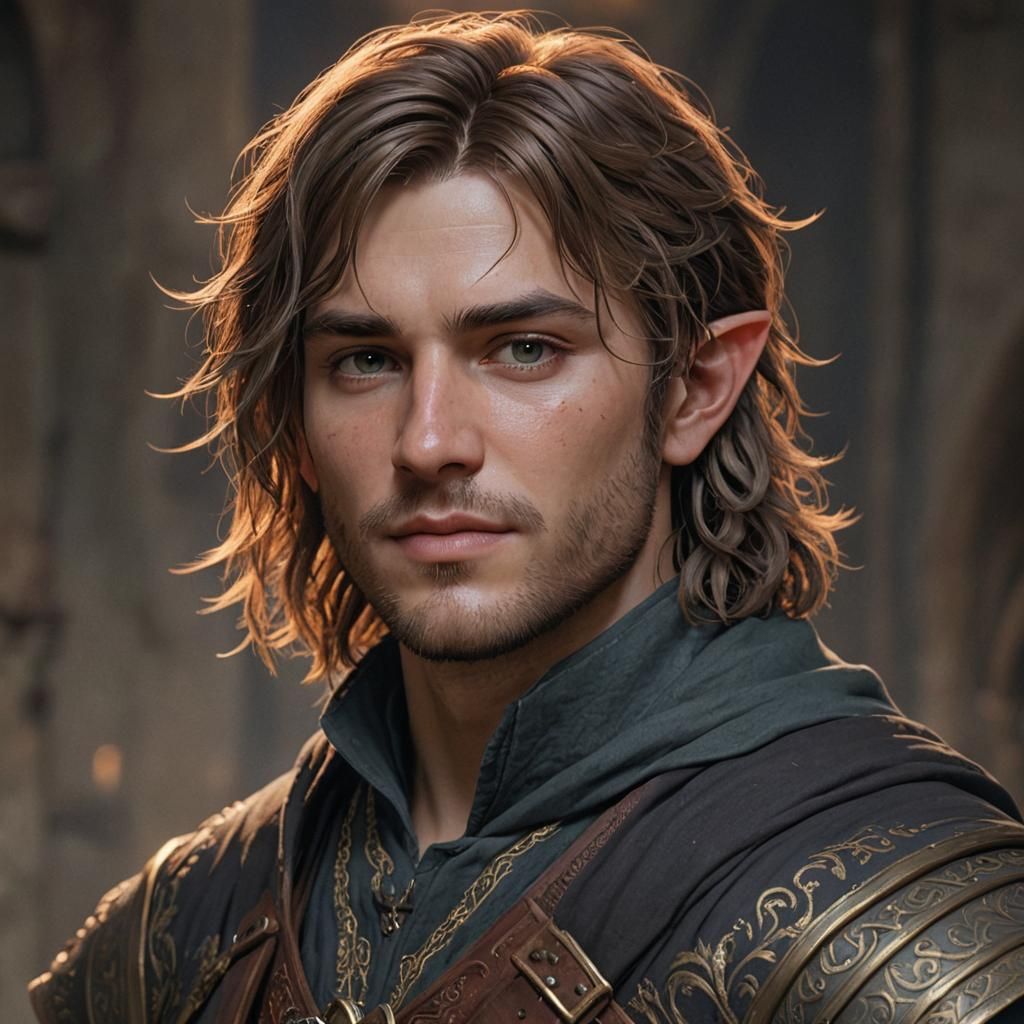 High Fantasy male bard, head and shoulders portrait, 8k resolution concept art portrait, Art...