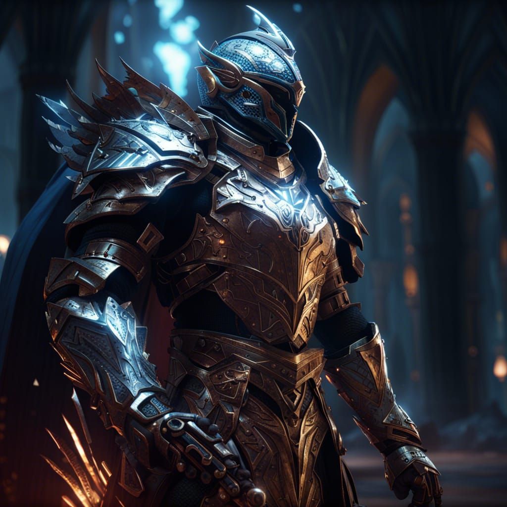 Crystal Knight in Magnificent Armor: Dark Fantasy Art