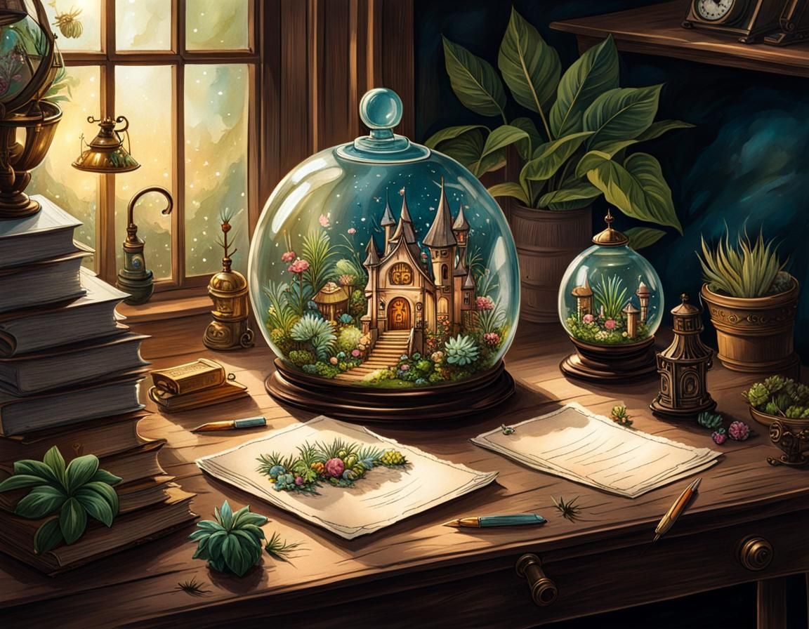 Magical Fairy Terrarium Vintage Postcard