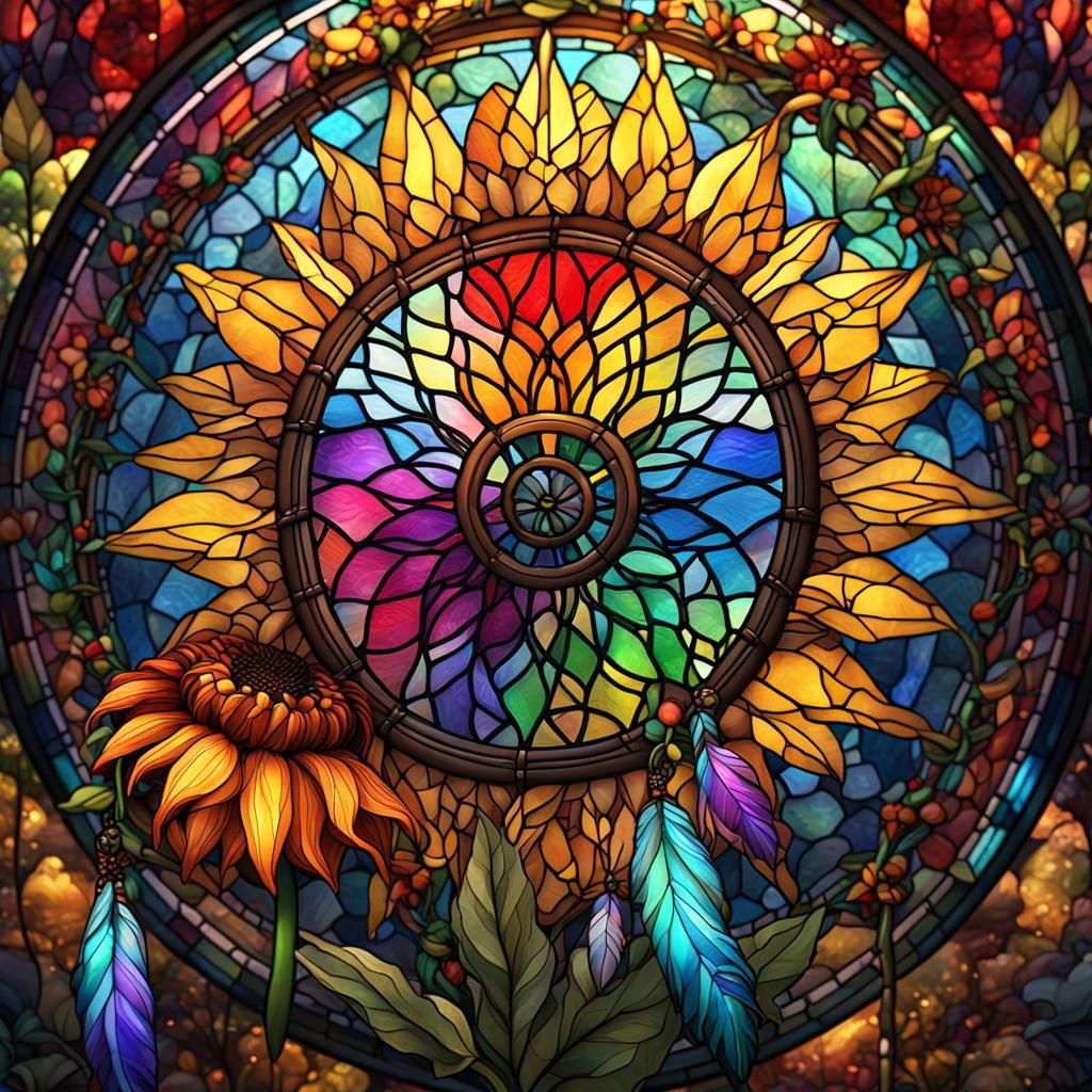 Rainbow Dream Catcher in 3D Stained Glass