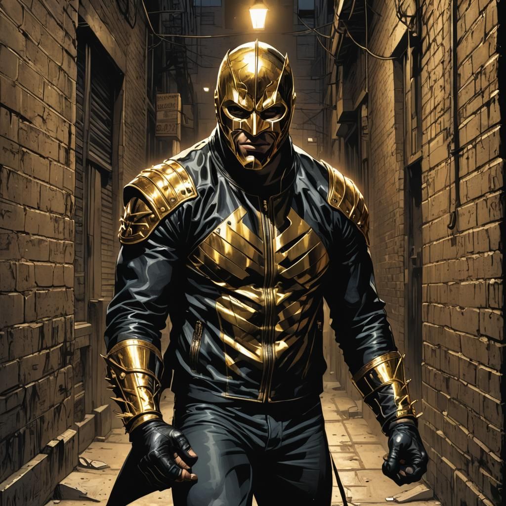 Menacing Wrestler in Mask: Comic Book Illustration