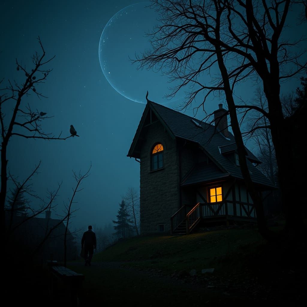 Explorer at Edge of Lost Temple with Torch