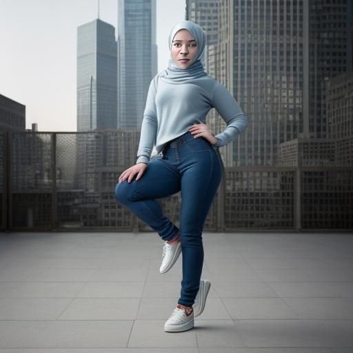 Woman in Hijab Portrait in City Setting