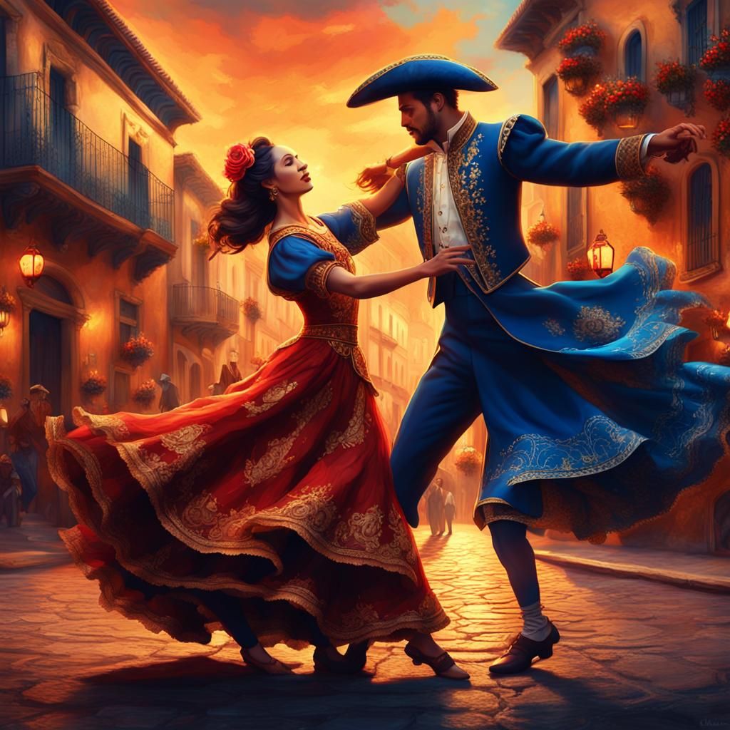 Baroque Spanish Dancers in Golden Light
