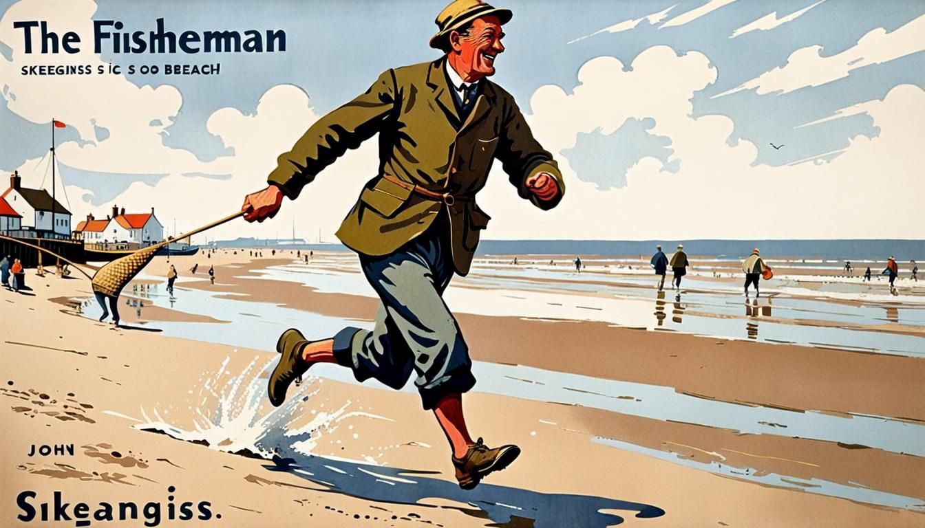 Vintage Travel Poster: Jolly Fisherman at Skegness