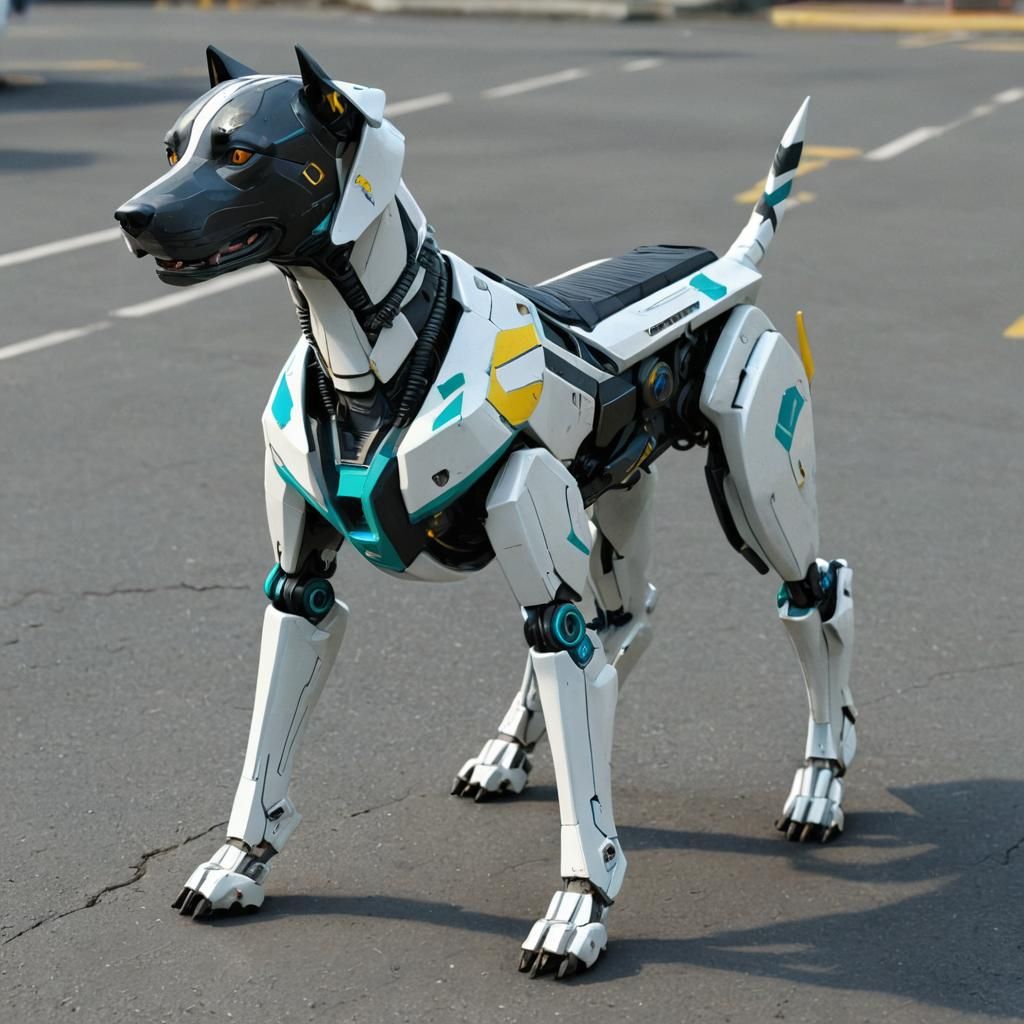 Cyberpunk Robot Dog in Futuristic Style