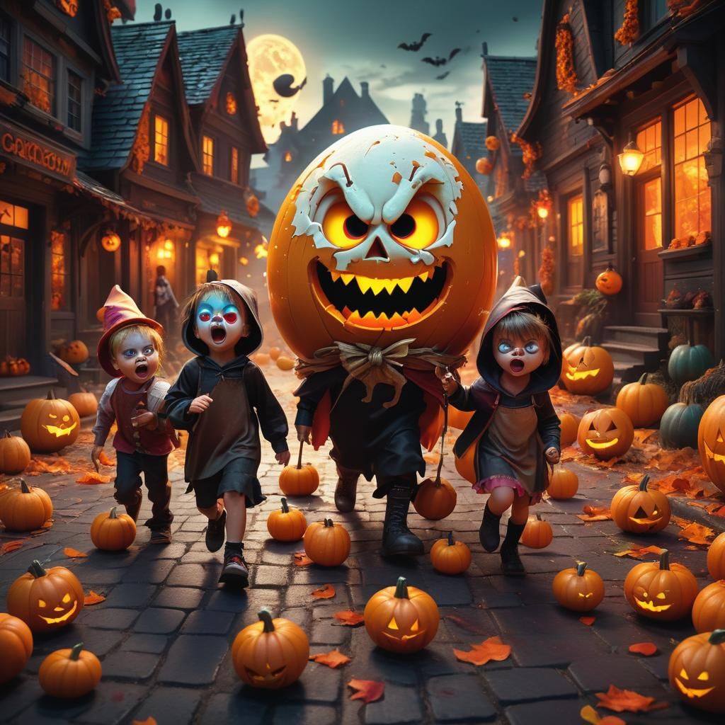 Angry Egg's Halloween Feast in Splash Art Style