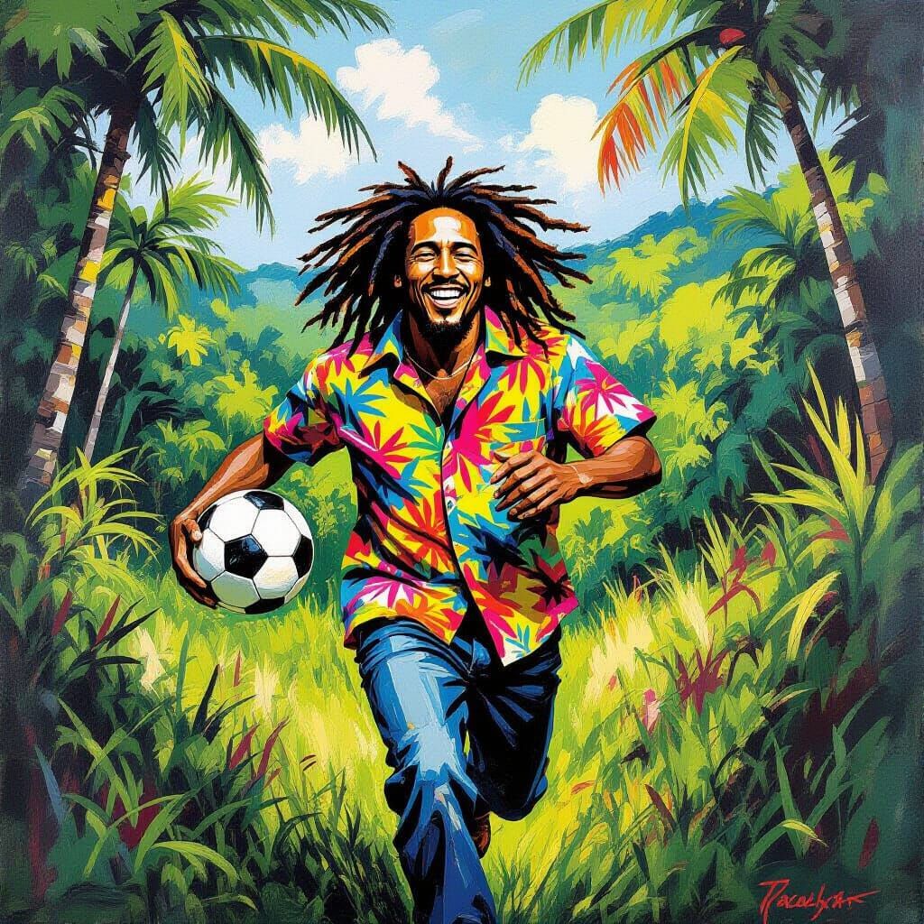 Bob Marley Runs Through Jamaican Wilderness as Neo-Expressio...