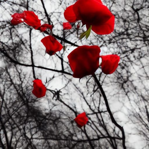 Flaming Rose in Heart Silhouette Abstract Photography