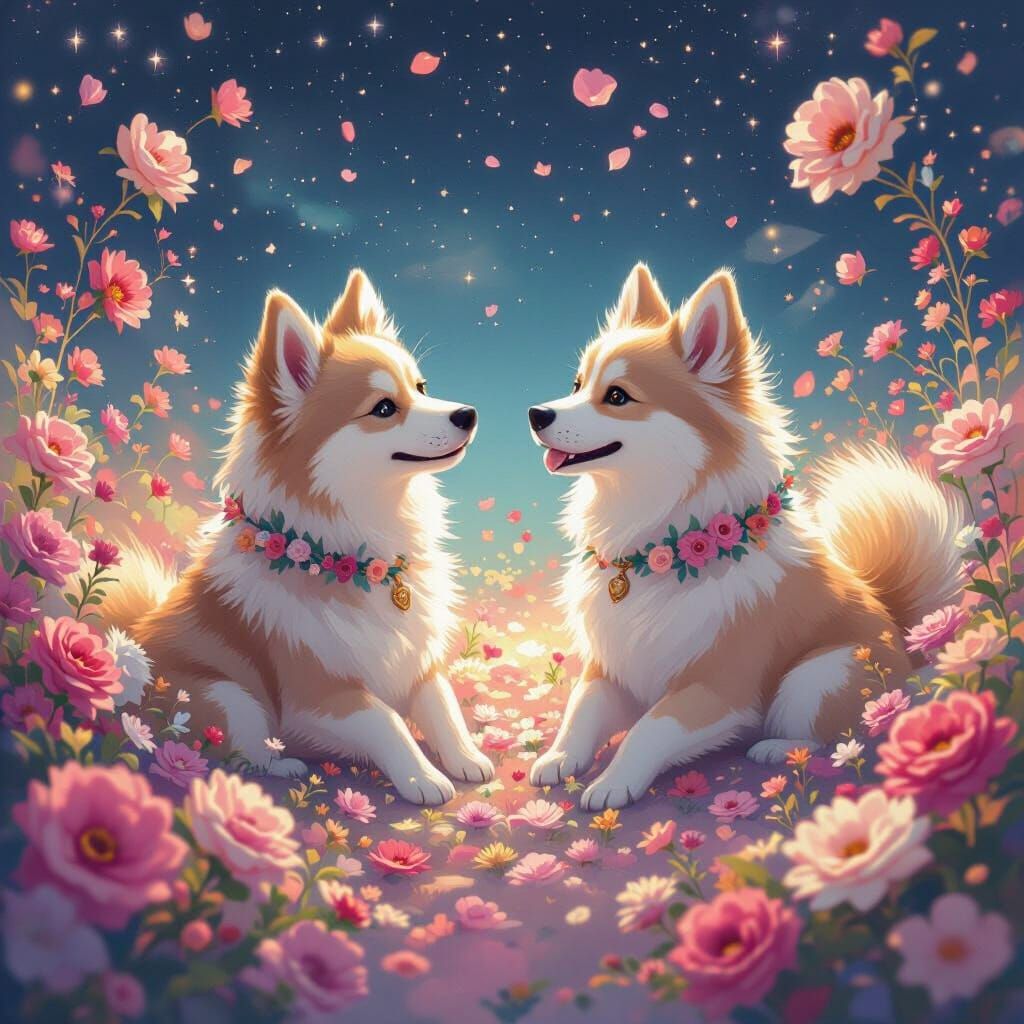 Galaxy Dogs Wedding in Orbit: A Whimsical Scene