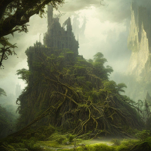 Majestic Castle Consumed by Enchanting Forest