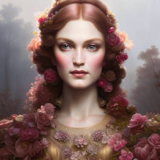 Princess Briar Rose Portrait in Rococo Style