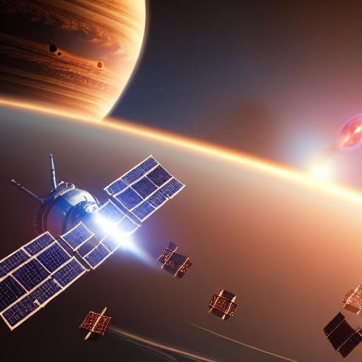 Futuristic Space Station with Docked Ships in Sci-Fi Style