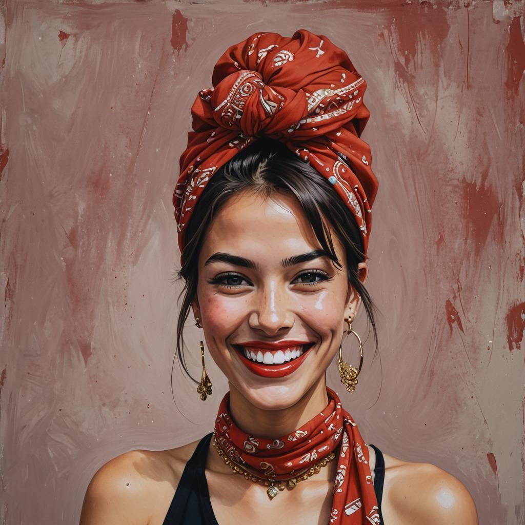 Beautiful Woman Portrait in Acrylic Painting Style