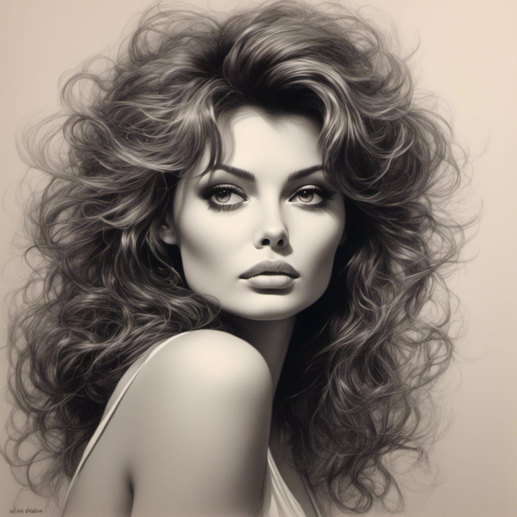 Dreamy Pencil Drawing of a Woman