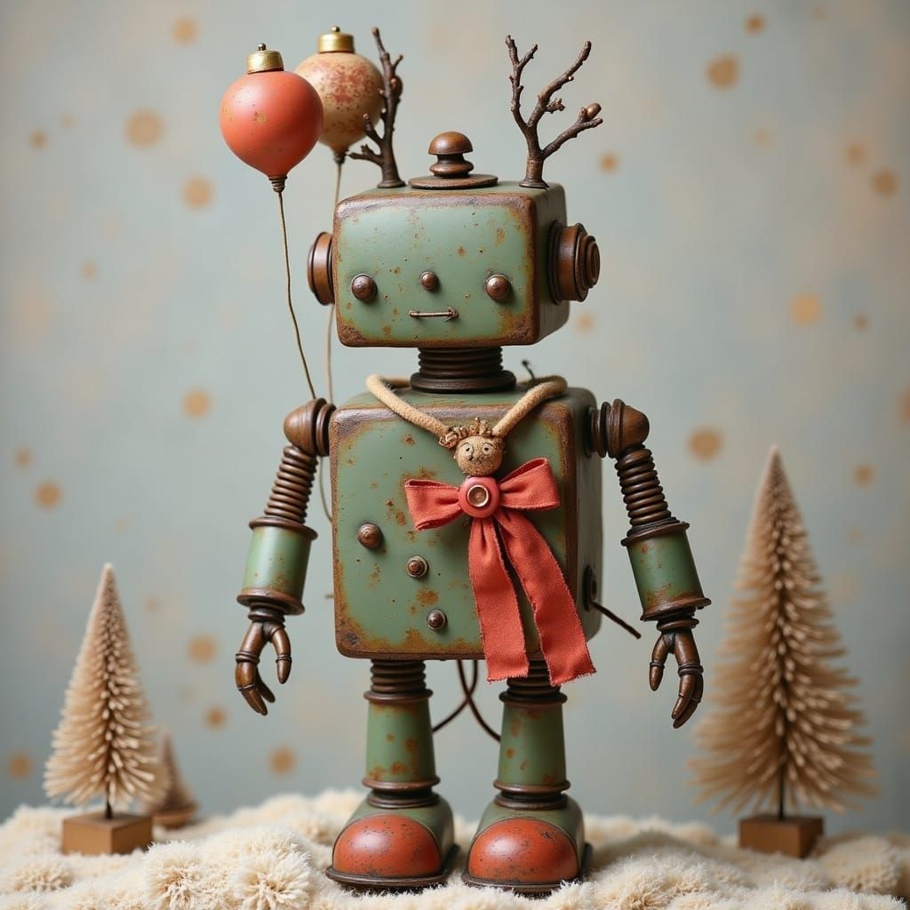Charming Surreal Robot with Whimsical Details
