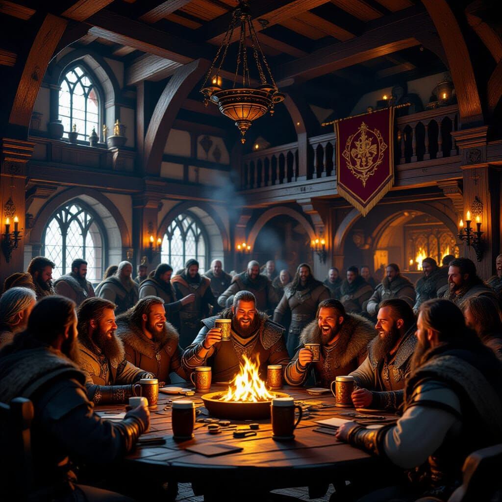 Bustling Medieval Tavern Digital Matte Painting