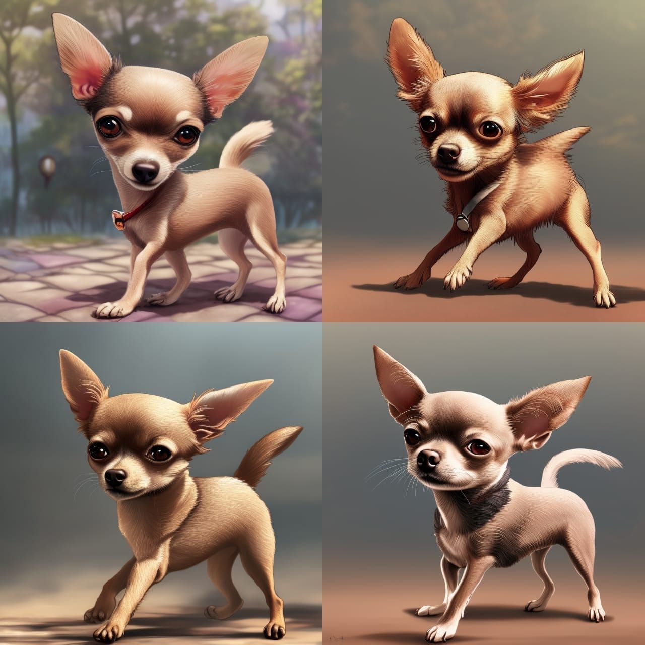 Hyperrealistic Chihuahua in Library, Anime Key Visual