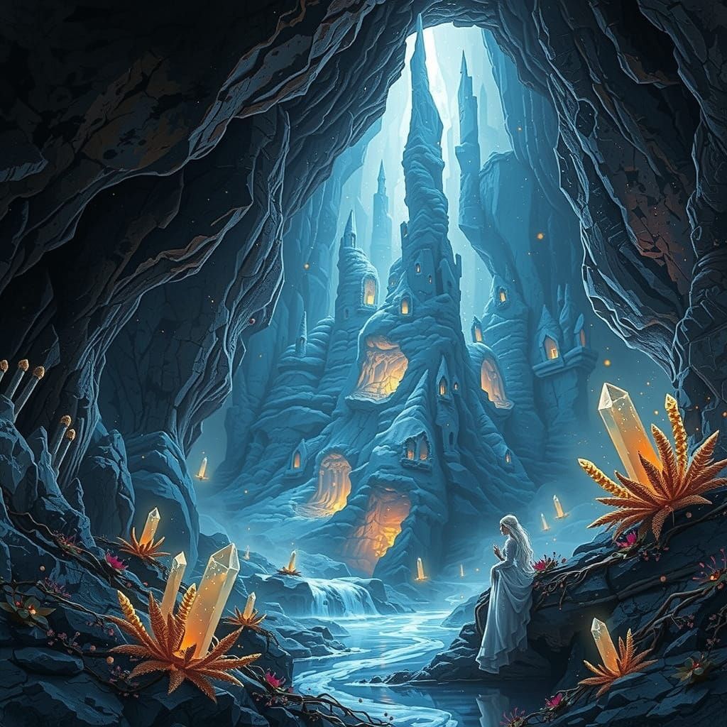 Klimt-Style Crystal Caverns Radiate Enchanted Magic
