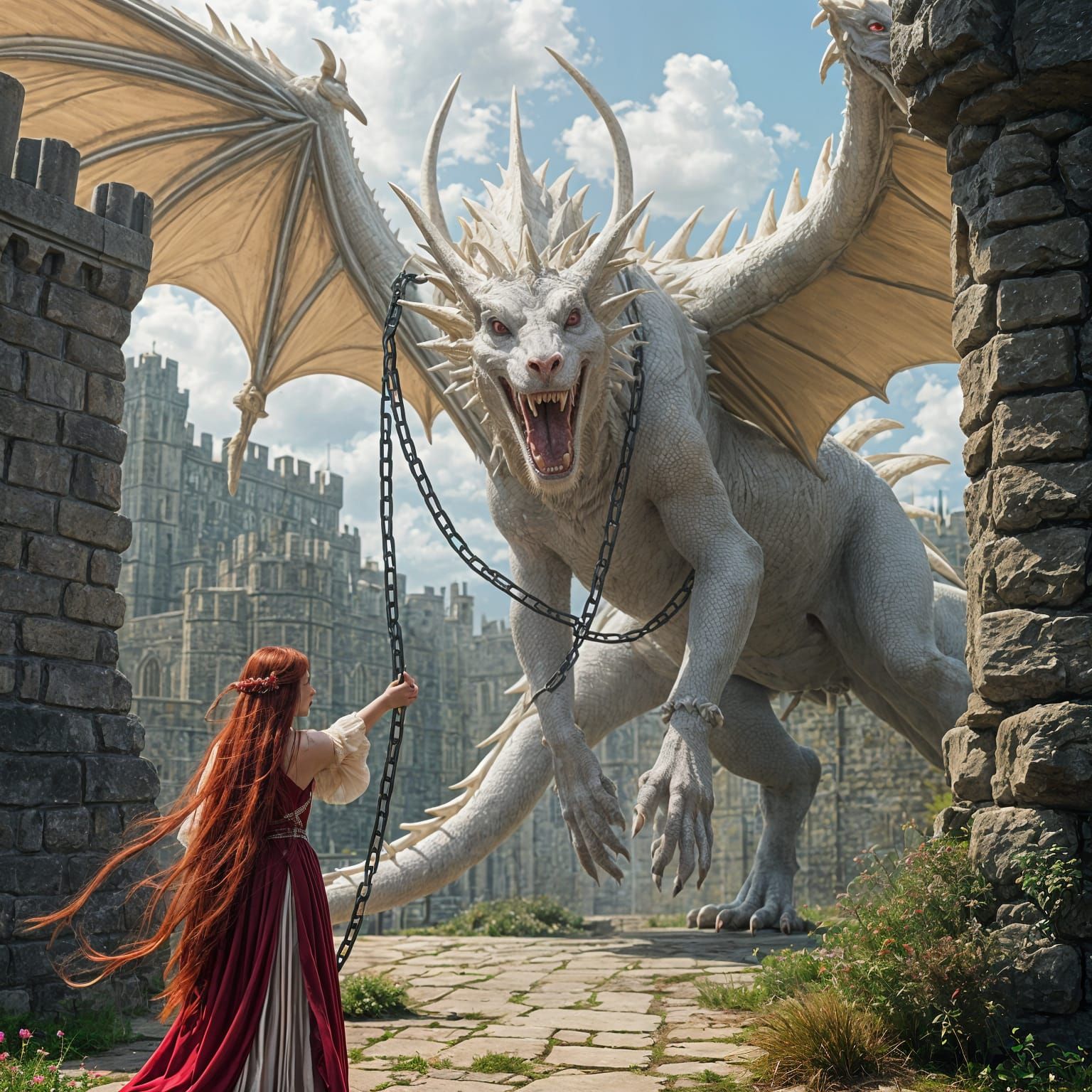 Woman Releases Dragon: Mystical Realism Art