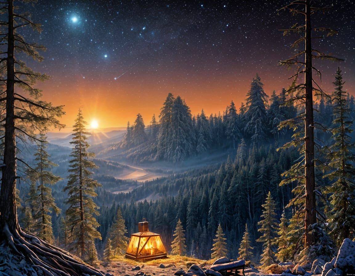 Mystical Woodland Scene in Soft Ethereal Light