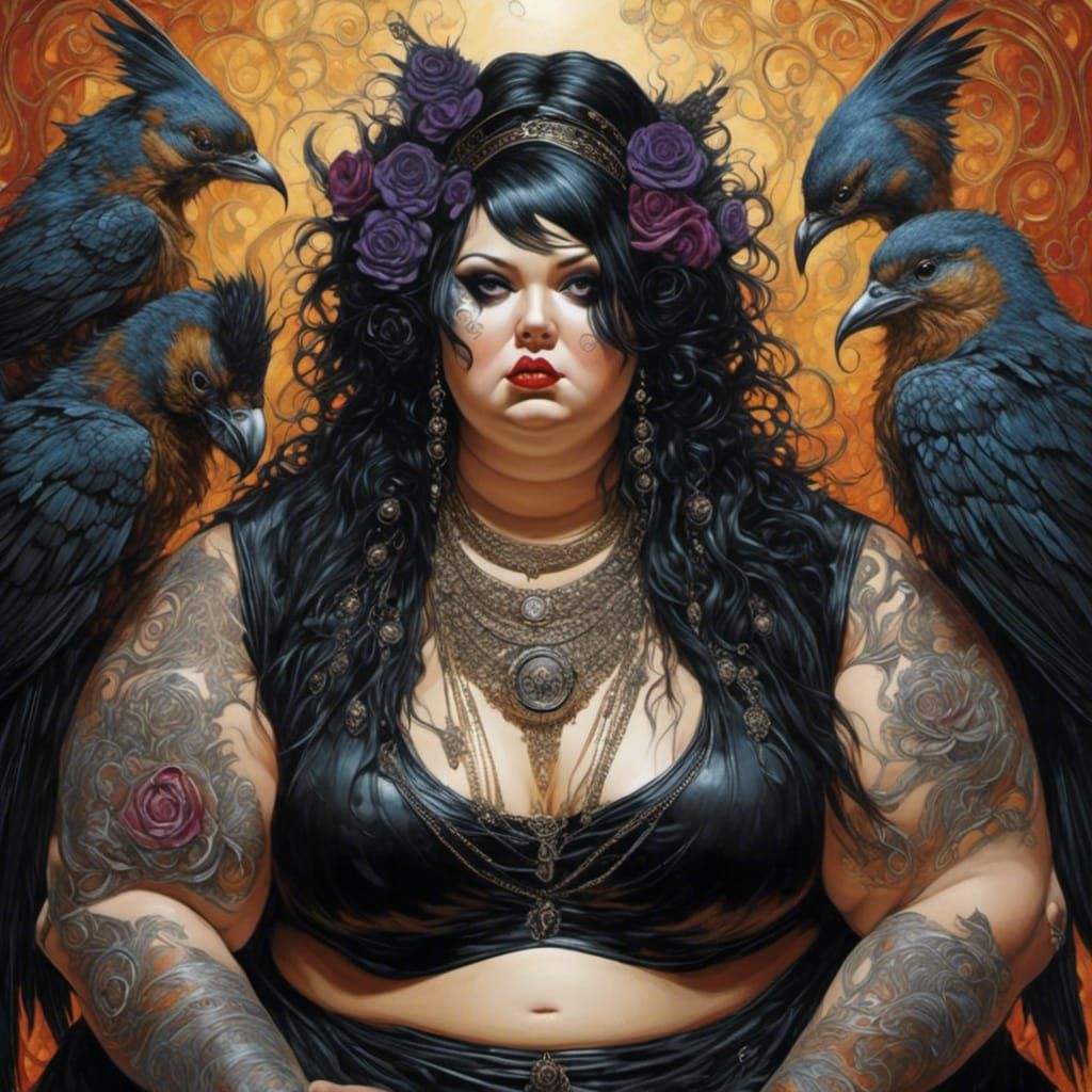 Curvy Goth Girl with Piercings and Bold Style