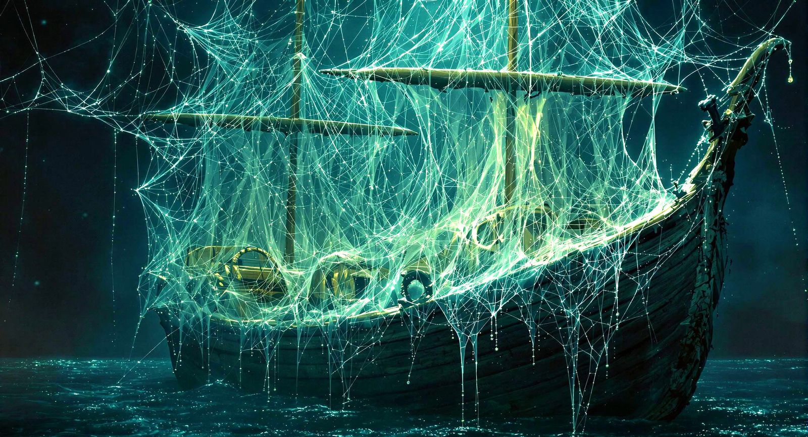 Mysterious Shipwreck Covered in Eerie, Ghostly Webs