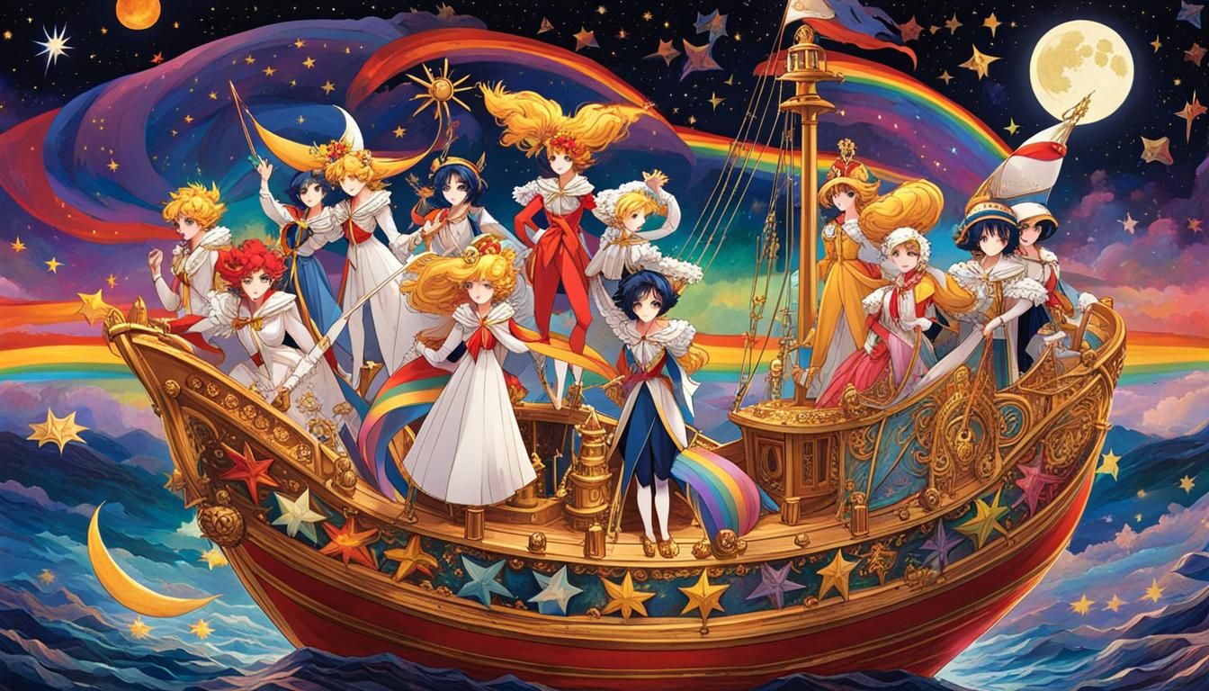 Magical Sailors on a Starry Sea, Action Painting