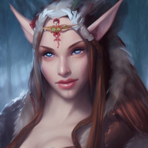 Naughty Elf Portrait in Hyperdetailed Digital Art