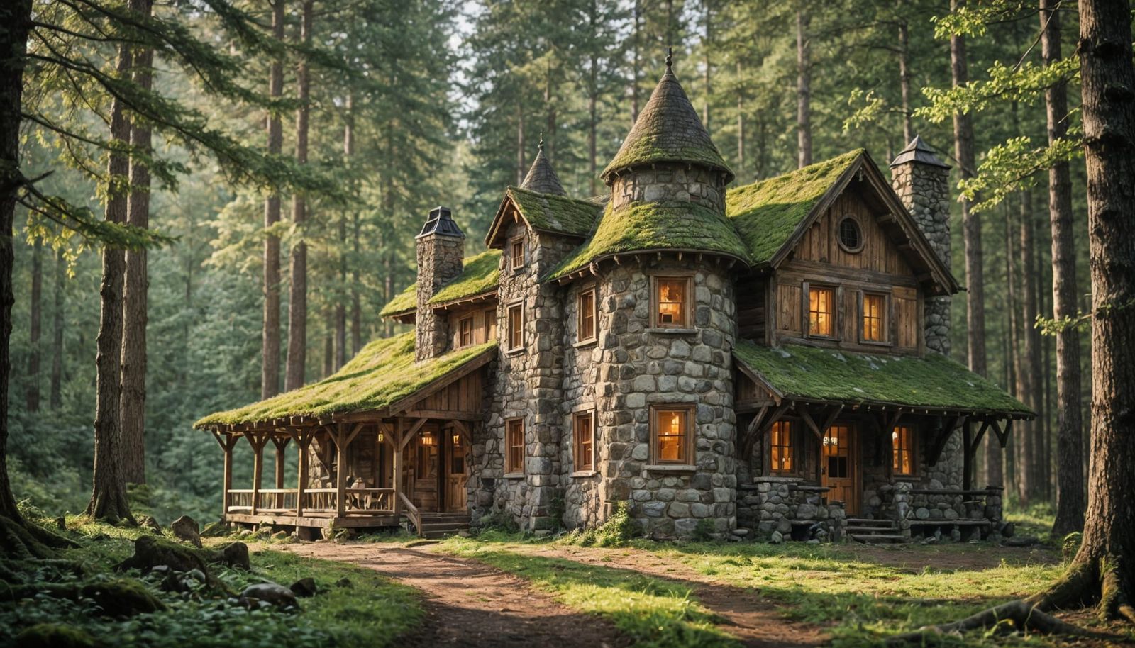 Enchanted Forest Cabin with Round Towers