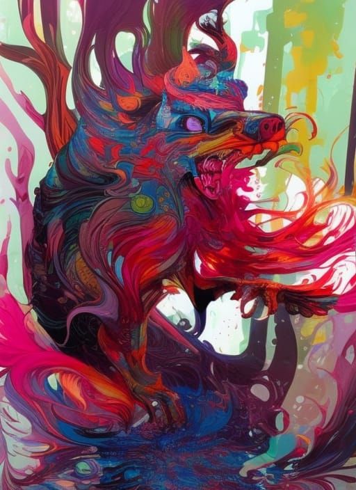 Magical Skunk Ablaze: Hyperdetailed Digital Illustration