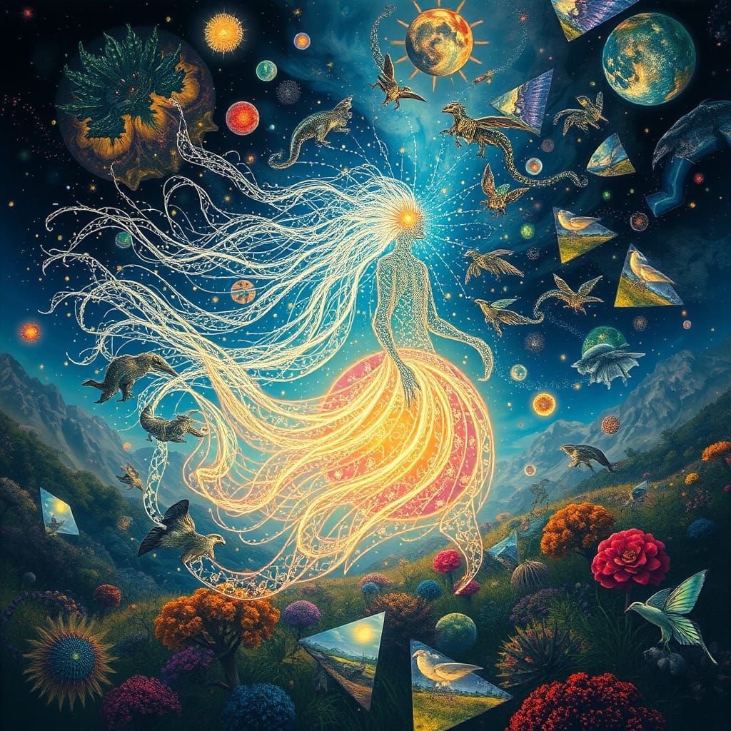 Surreal Whirling Spirit Emitted Mystical Light Code in Iride...