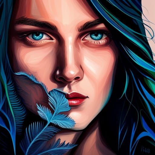 Girl with Ghost in Hyperrealistic Acrylic Style