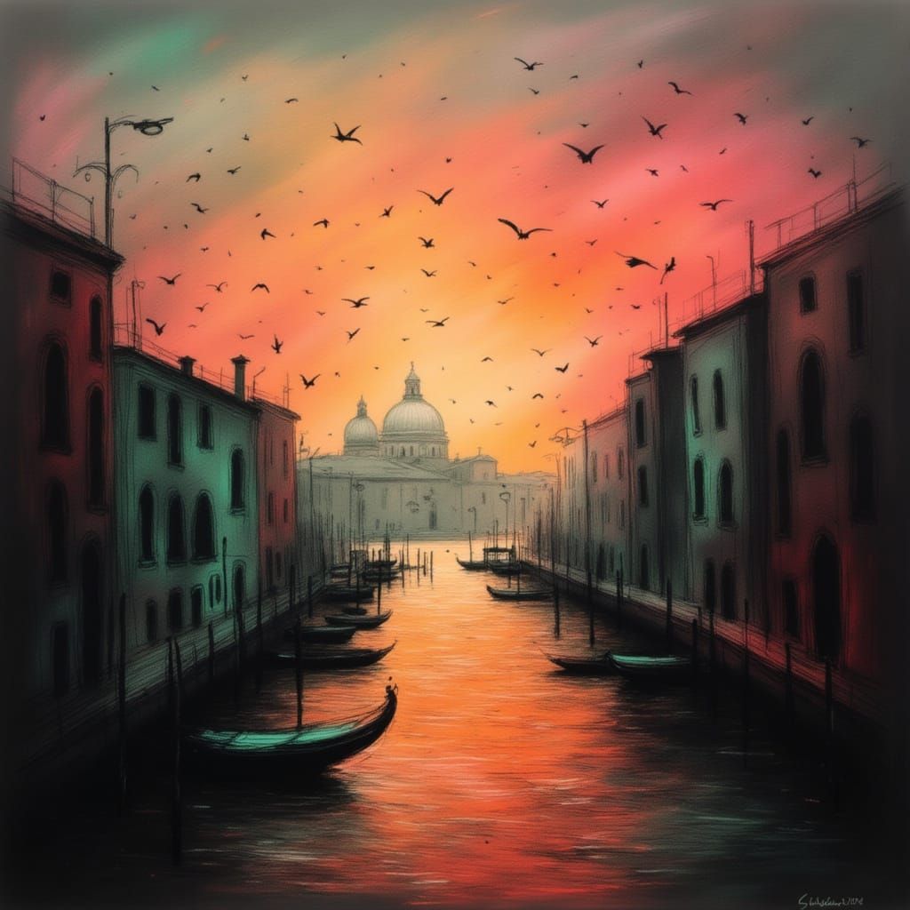 Ethereal Dawn in Venice: Gradient Colors
