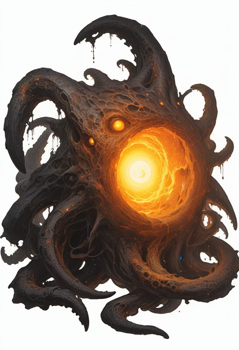 Cosmic Horror Entity in Vibrant, Starry Night Sky