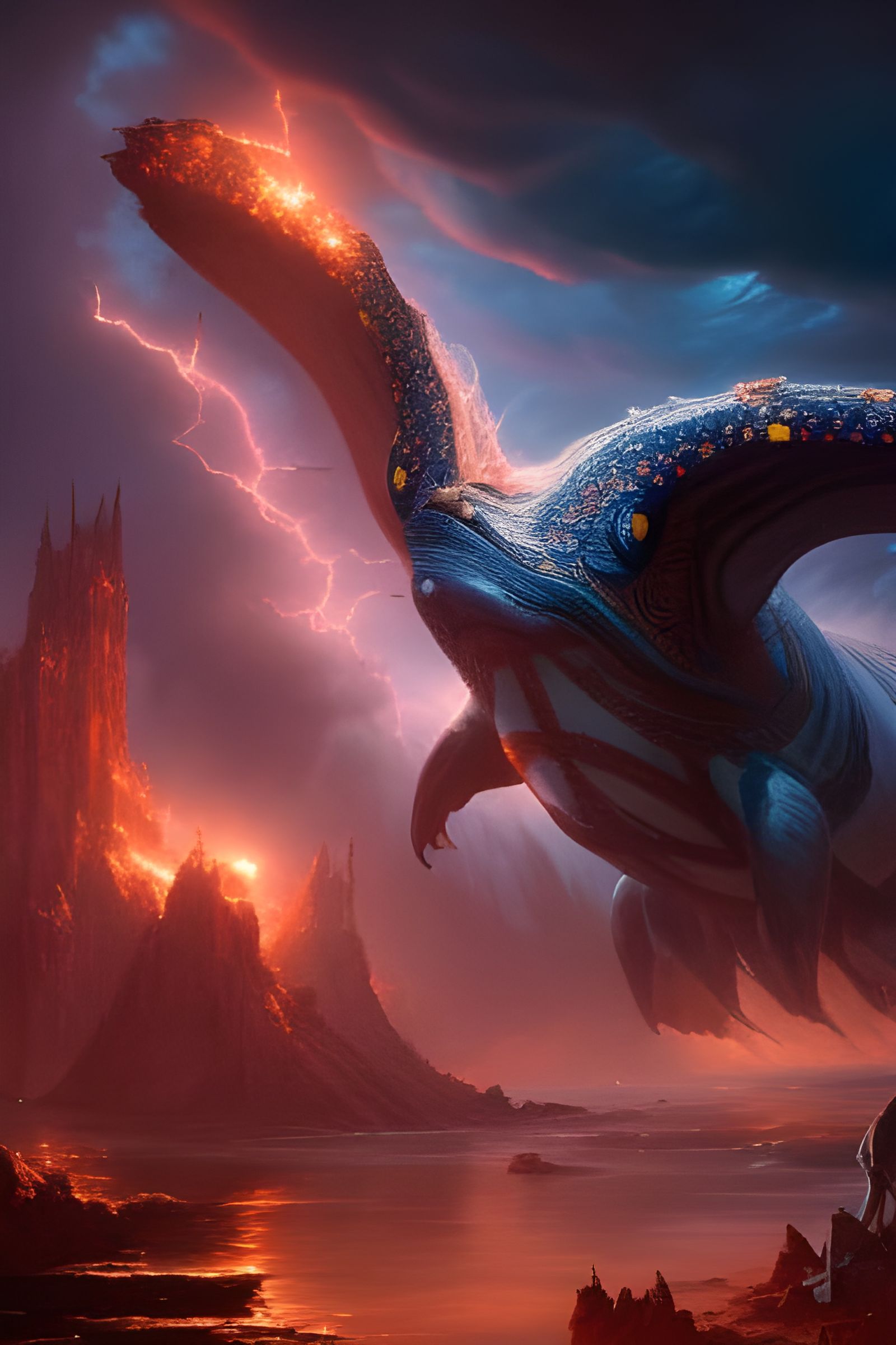 Majestic Thunderbird Carrying Giant Whale