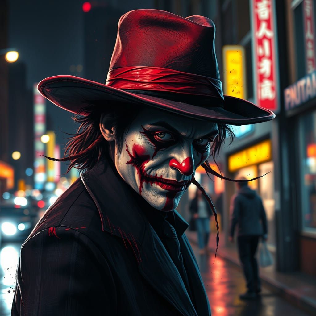 Rorschach in Hyperrealistic Nighttime Cityscape