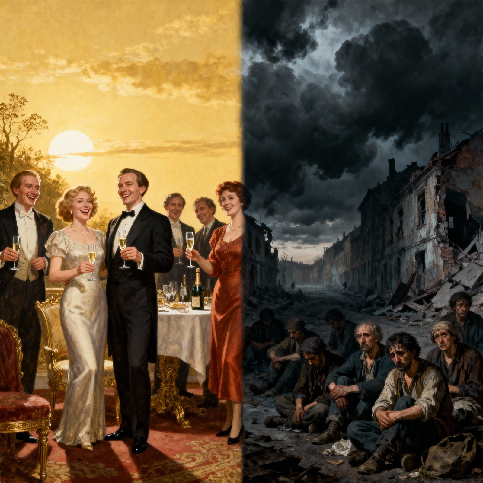 Surreal Split World: Wealth vs Poverty