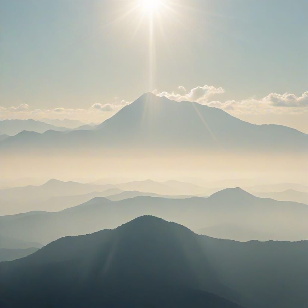 Abstract Mountain Vista in Serene Minimalist Style