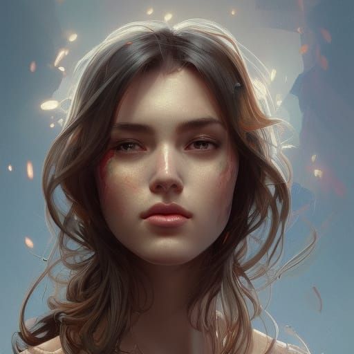 Beautiful Woman Portrait in Hyperdetailed Art Style