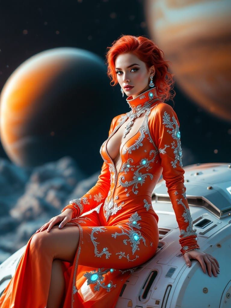 Ethereal Spacewoman Reigns Supreme in Futuristic Spacesuit