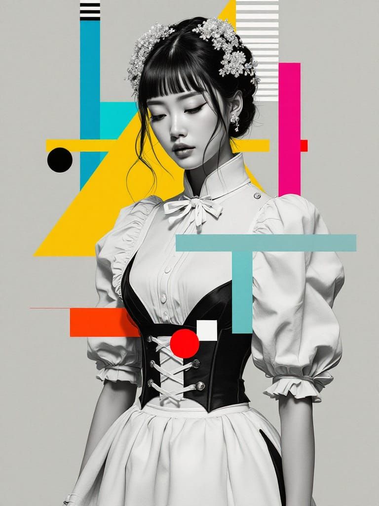 High Fashion Portrait in Avant-Garde Poster Style