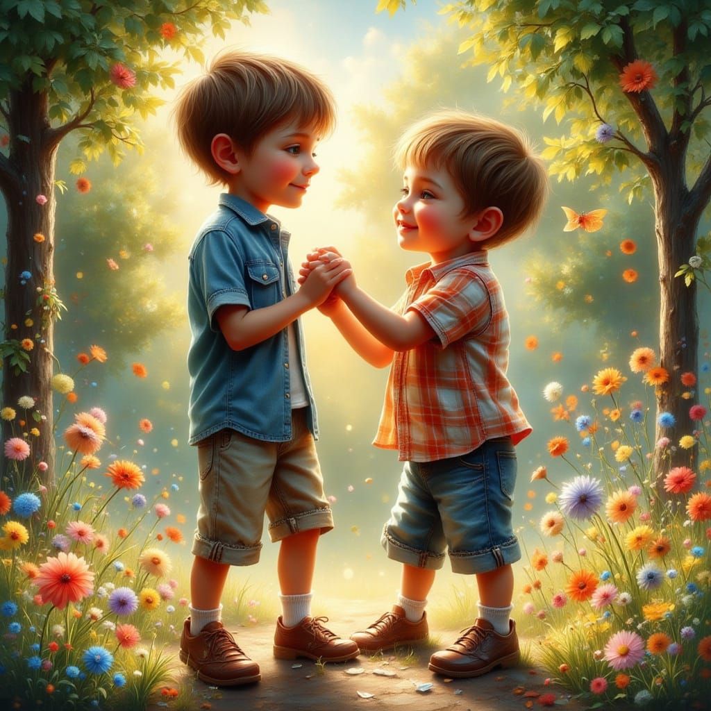 Whimsical Summer Afternoon Scene in Impressionist Style