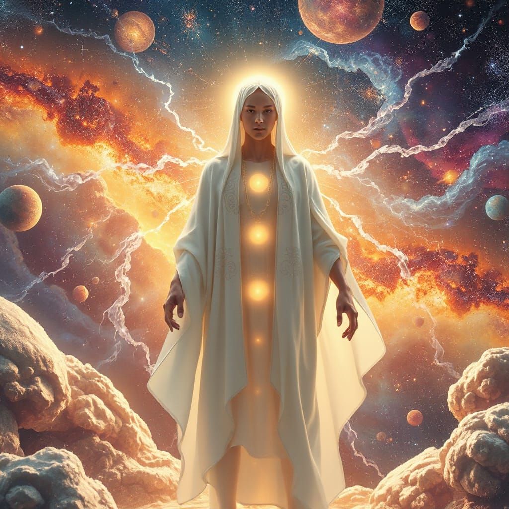 Ethereal Humanoid Radiates Cosmic Light