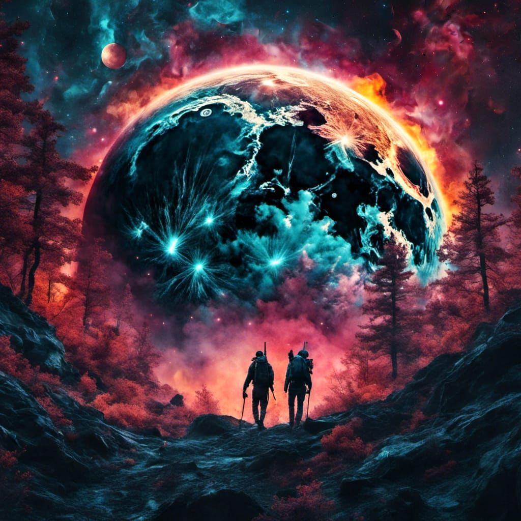 Surreal Lunar Eye with Earth Apocalypse