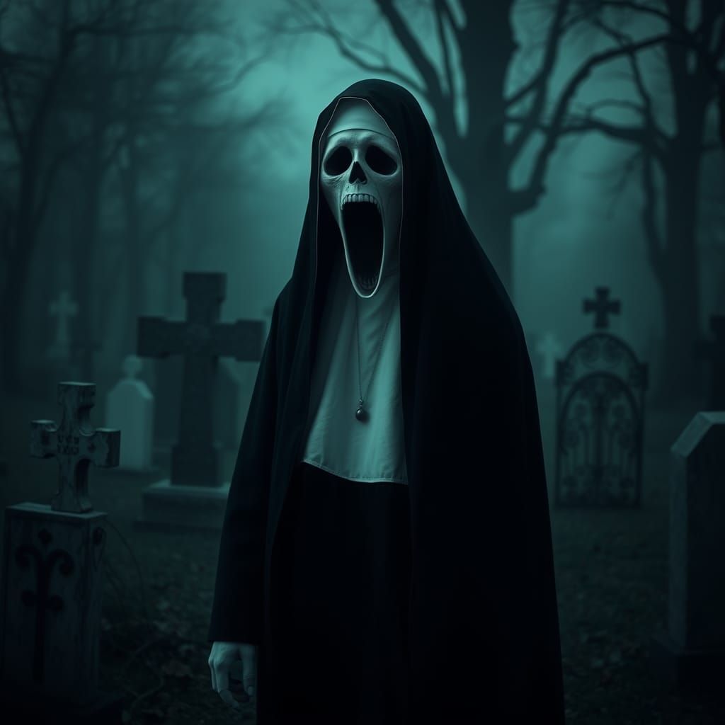 Eerie Nun's Ghost in Cemetery of Lost Souls