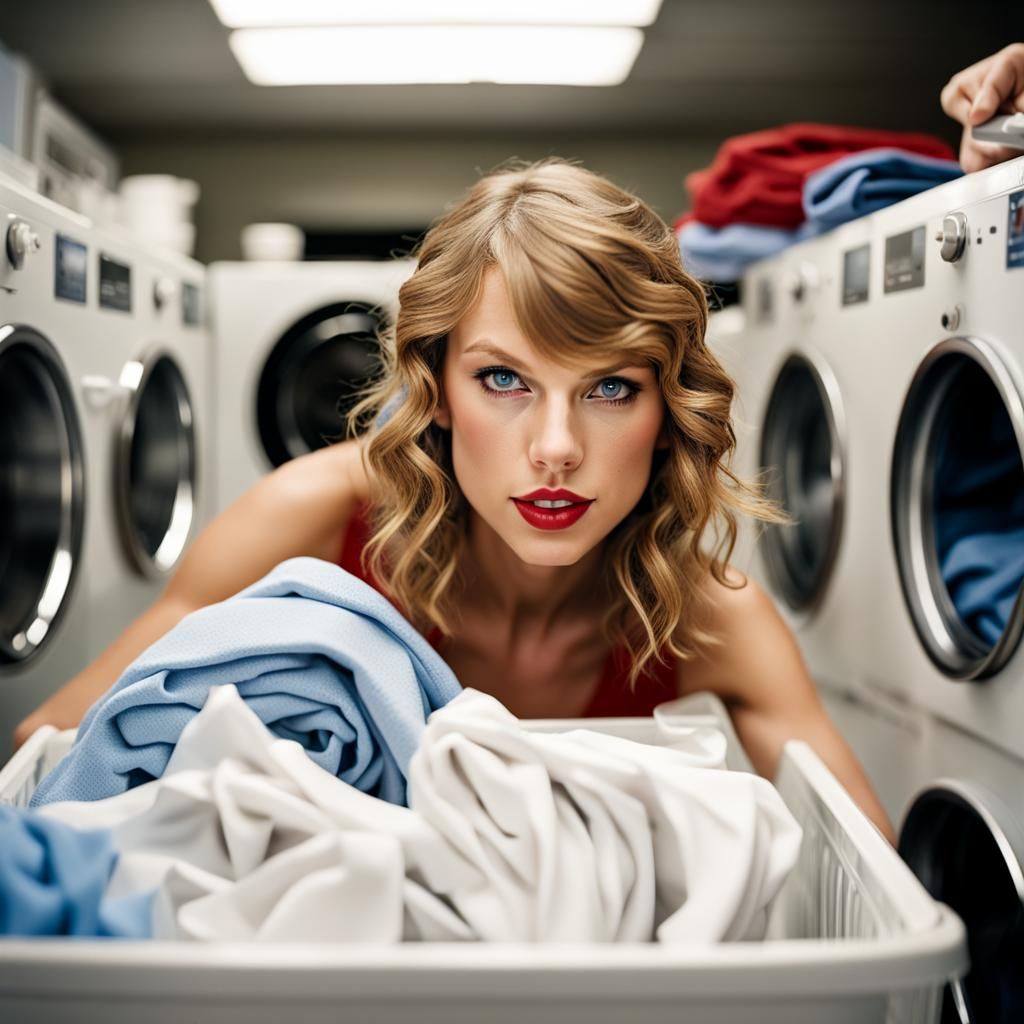 Portrait of Woman Doing Laundry, Professional Photography St...