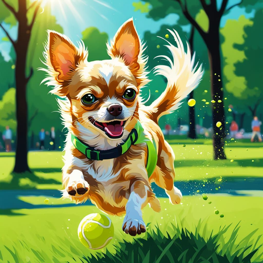 Vibrant Chihuahua in Playful Cartoon Splash Art